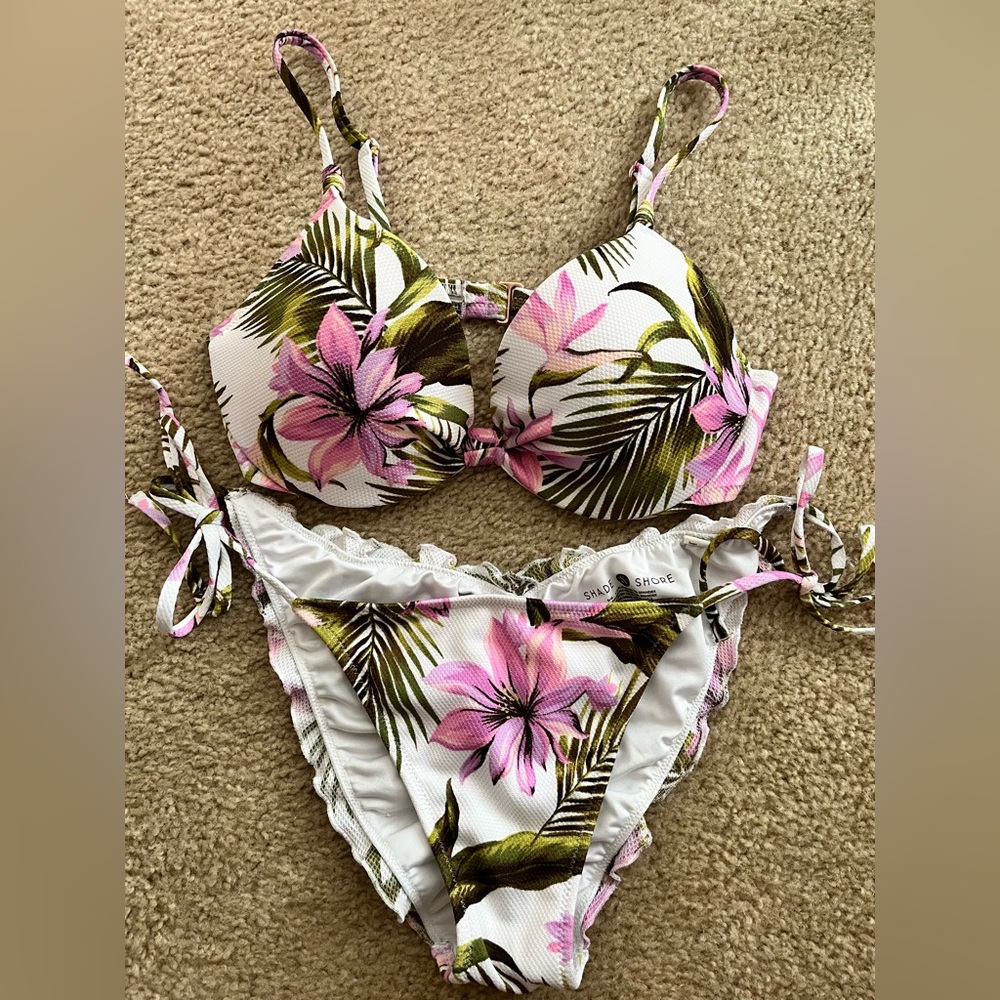 Shade and shore white flower bikini